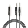 Adapterkabel 2x 6,3 mm til 3,5 mm Stereo - 3 m