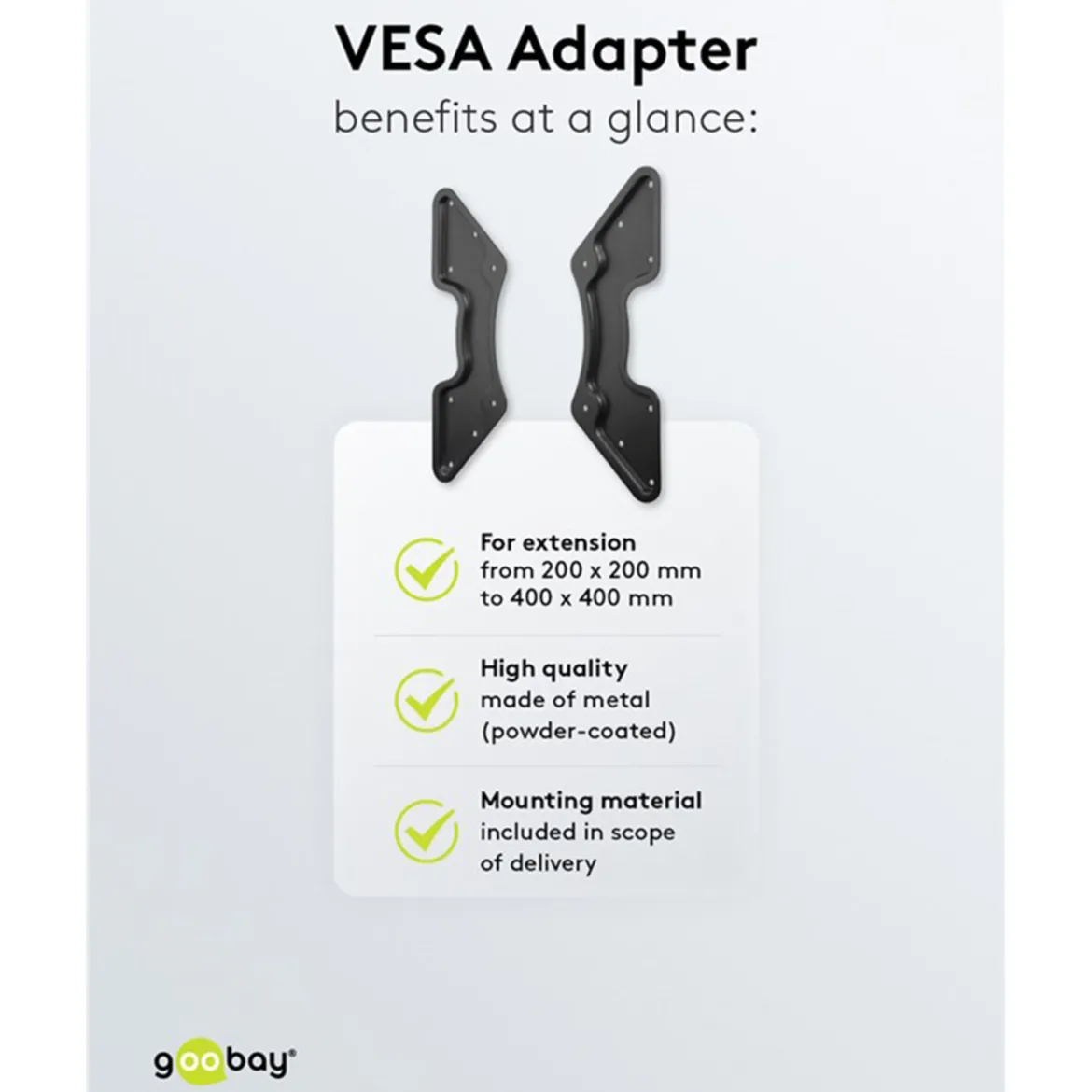 Adapter til VESA-montering.