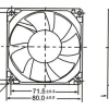 Aksialblæser 12 V - 80x80x25 mm