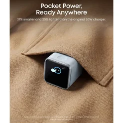 Anker Nano Charger 45W USB-C-oplader med display, Sort