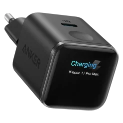 Anker Nano Charger 45W USB-C-oplader med display, Sort