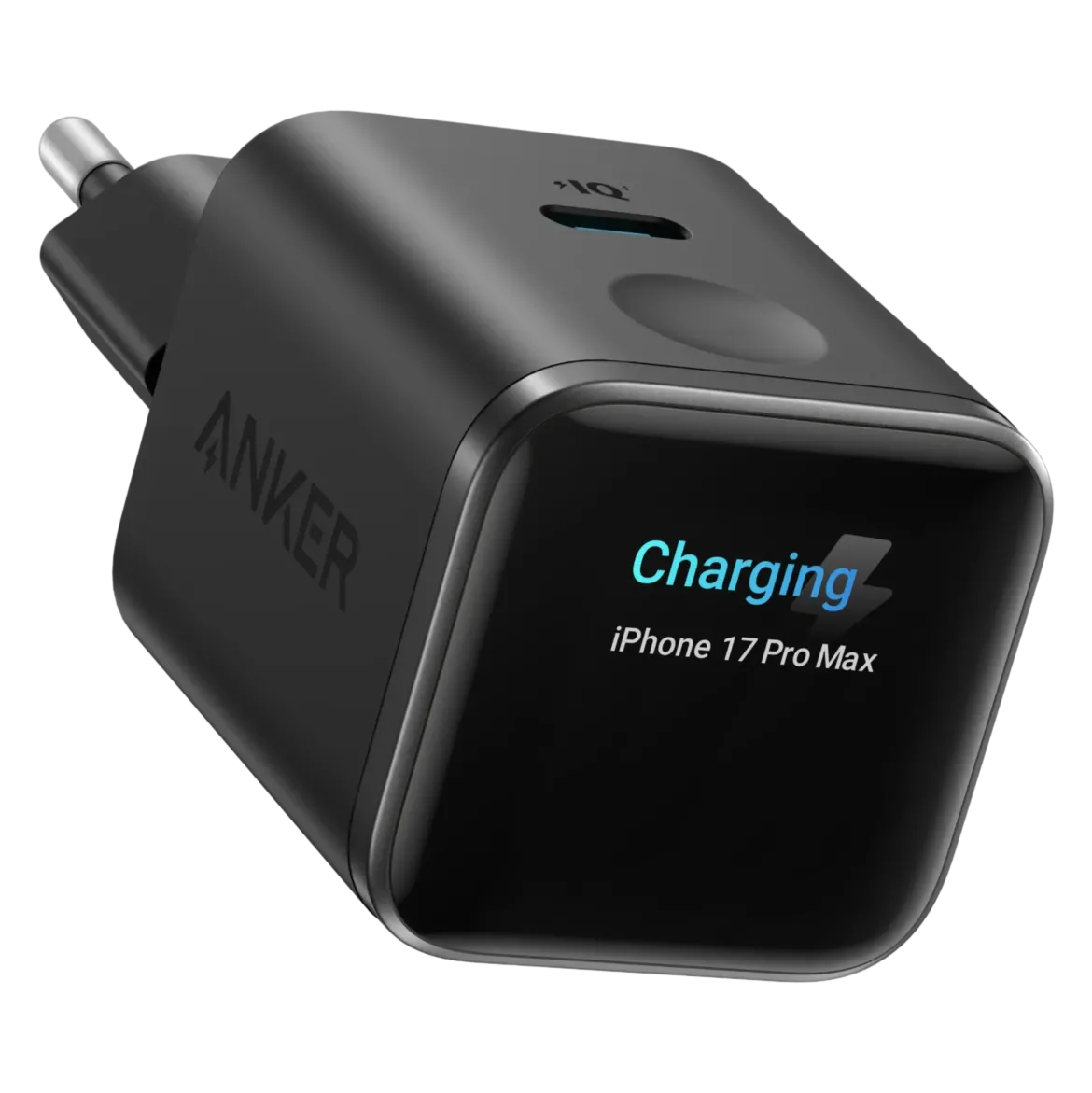 Anker Nano Charger 45W USB-C-oplader med display, Sort