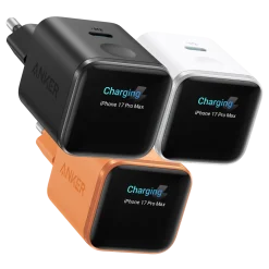 Anker Nano Charger 45W USB-C-oplader med display, Sort
