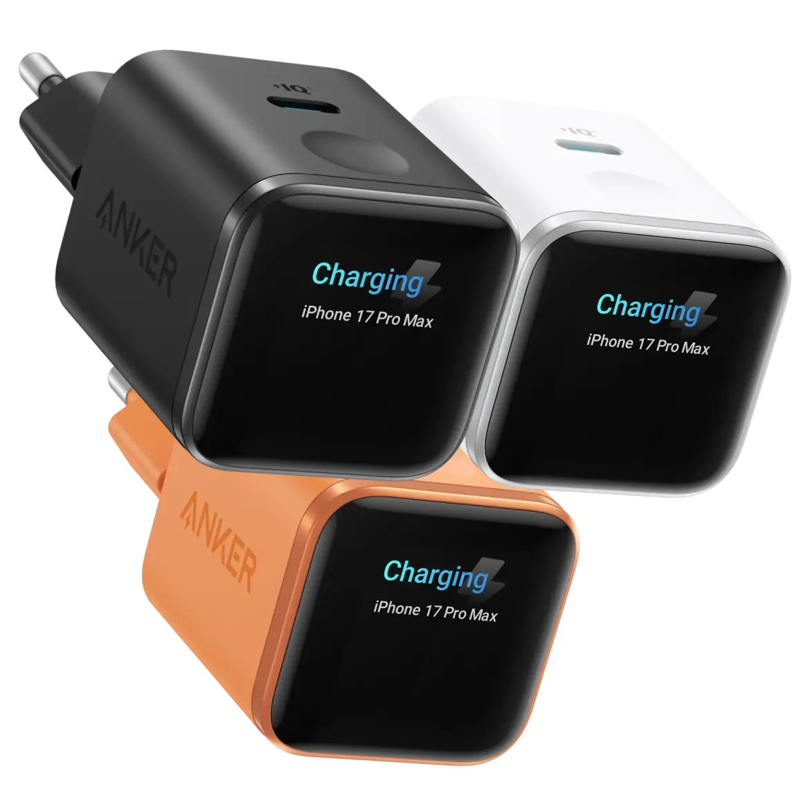 Anker Nano Charger 45W USB-C-oplader med display, Sort