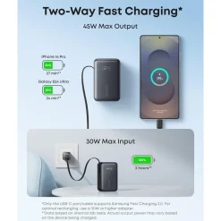 Anker Nano Powerbank 10.000 mAh 45 W - Sort
