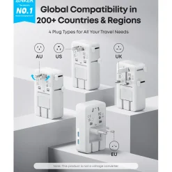 Anker Nano Travel Adapter 5-i-1 rejseadapter (20 W) - Hvid