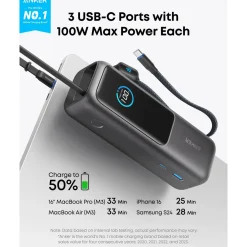 Anker Powerbank 165 W 25000 mAh med kabler