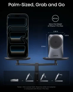Anker Prime Foldable 3-i-1 MagGo-oplader, Sort