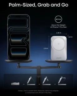 Anker Prime Foldable 3-i-1 MagGo-oplader, Sølv