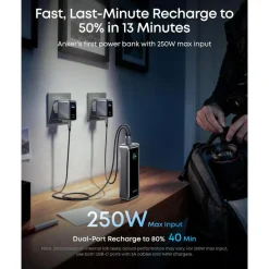 Anker Prime Powerbank 300W PD 3.1, 26.250 mAh, Sort