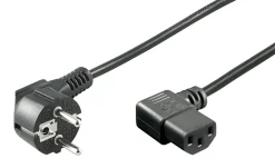 Apparatkabel C13 med vinklet stik Sort - 2 m