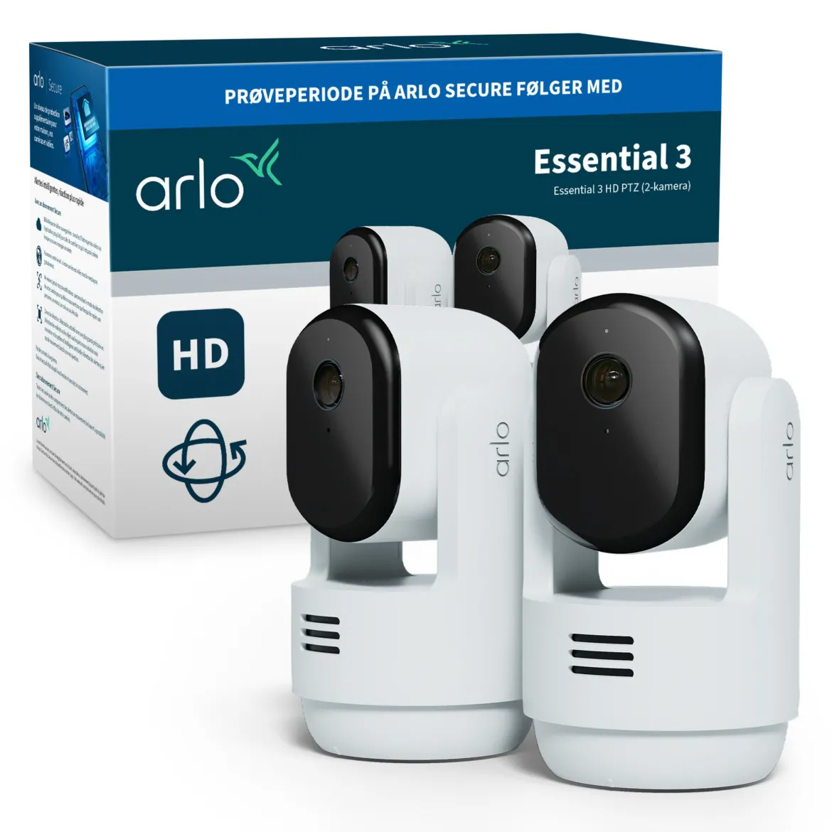 Arlo Essential 3 HD PTZ - Overvågningskamera til indendørs brug - 2-pak