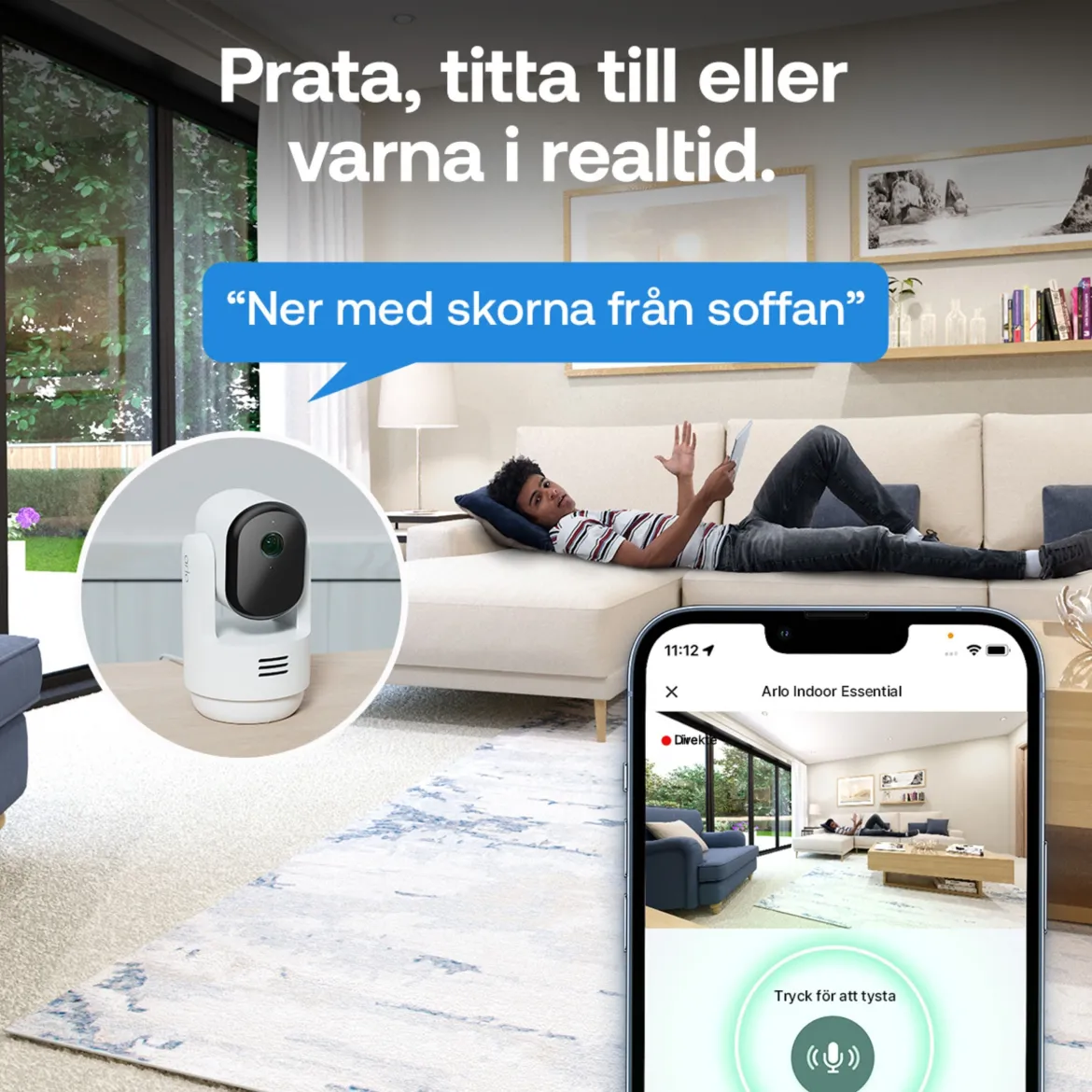 Arlo Essential 3 2K PTZ - Overvågningskamera til indendørs brug - 2-pak