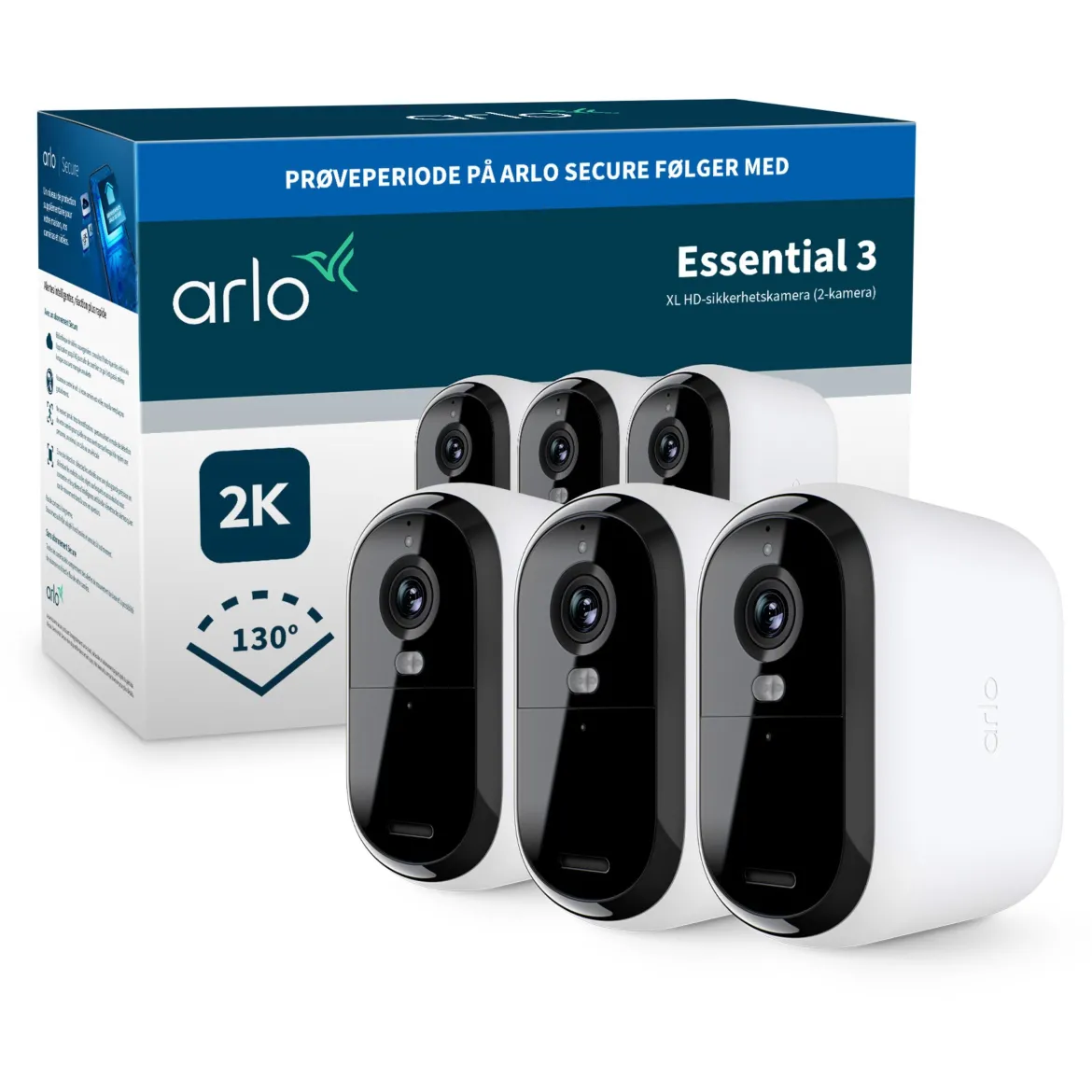 Arlo Essential 3 XL 2K - Trådløs overvågningskamera - 3-pak
