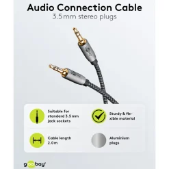 AUX lydkabel 3,5 mm - 2 m