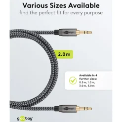 AUX lydkabel 3,5 mm - 2 m