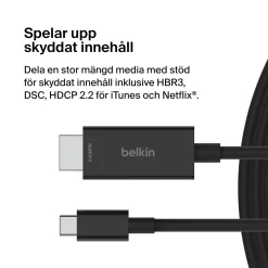 Belkin USB-C-kabel til HDMI 8K/60 Hz 2 m