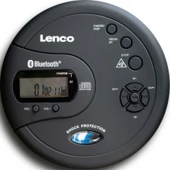 Bærbar Bluetooth® CD-MP3-afspiller med antishock Sort