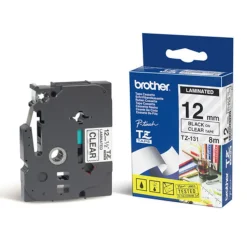 Brother TZe-tape 12 mm 8 meter - Sort på klar