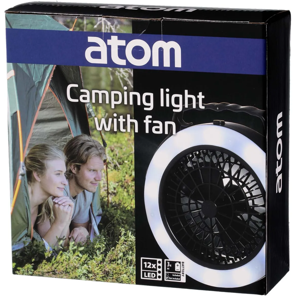 Campinglampe med ventilator, 65 lumen