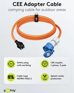 CEE-adapterkabel – CEE-kobling til sikkerhedsprop (Type F) – 5m