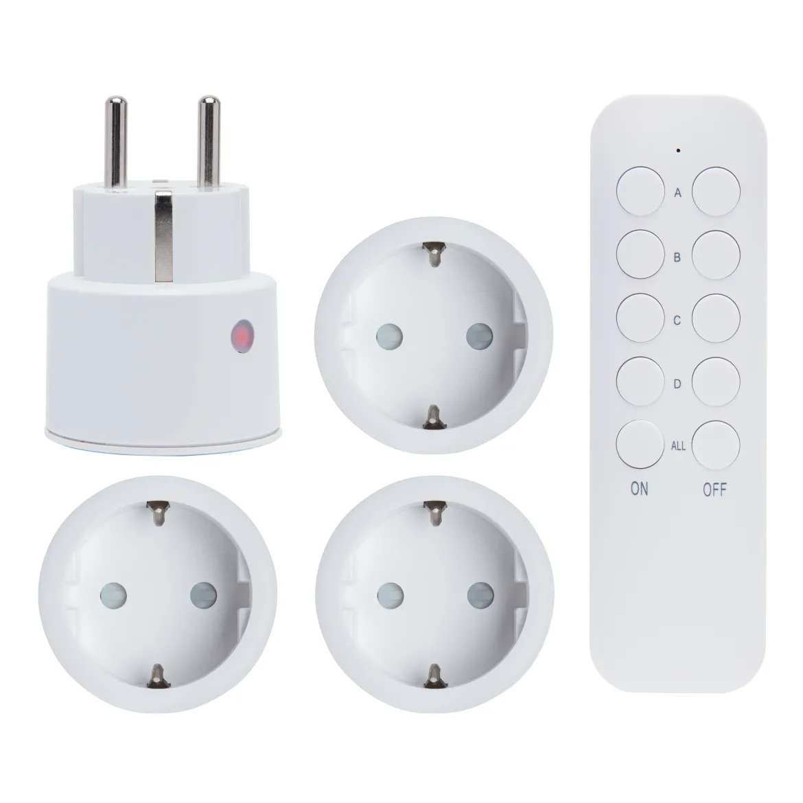 Cleverio Mini-fjernbetjeningskontakt med fjernbetjening, 4-pak