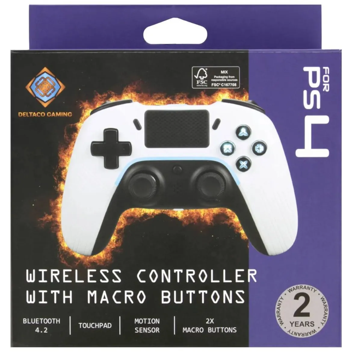 Deltaco Trådløs controller til PS4 og PC, hvid
