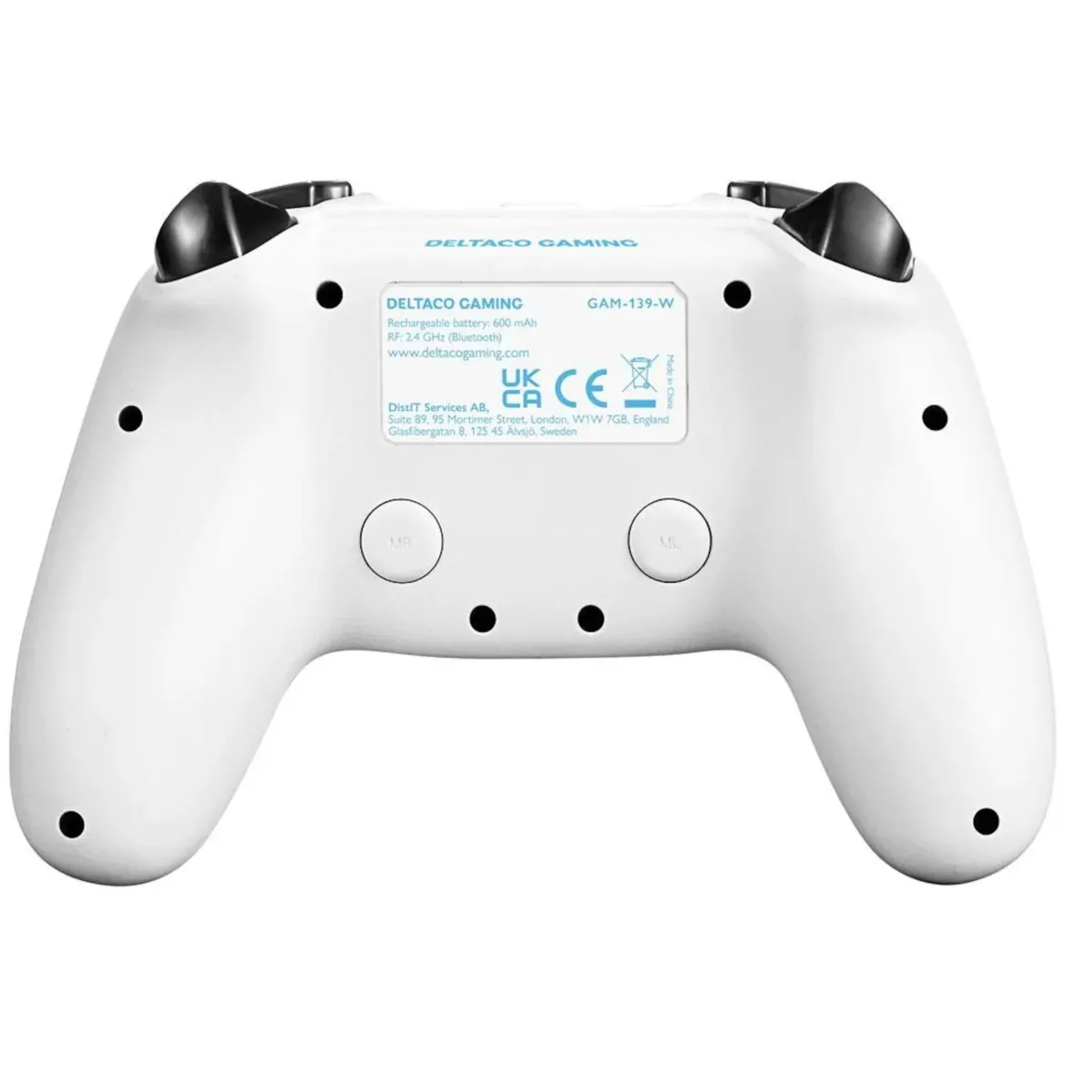 Deltaco Trådløs controller til PS4 og PC, hvid