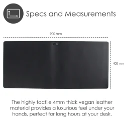 Desire2 Skrivebordsmåtte i vegansk læder 900-400 mm - Grå, 90-45 cm