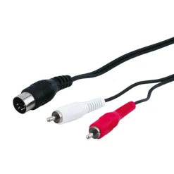 DIN-kabel 5-polet han til 2x RCA-haner 1,5 m