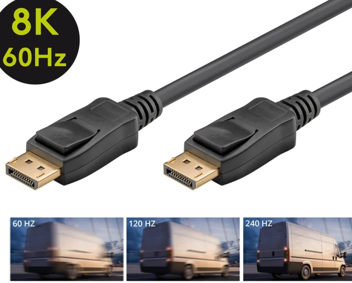 Displayport 2.1 8K/120Hz Kabel 3 m - Sort