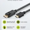 Displayport til HDMI Kabel 5 m - Sort