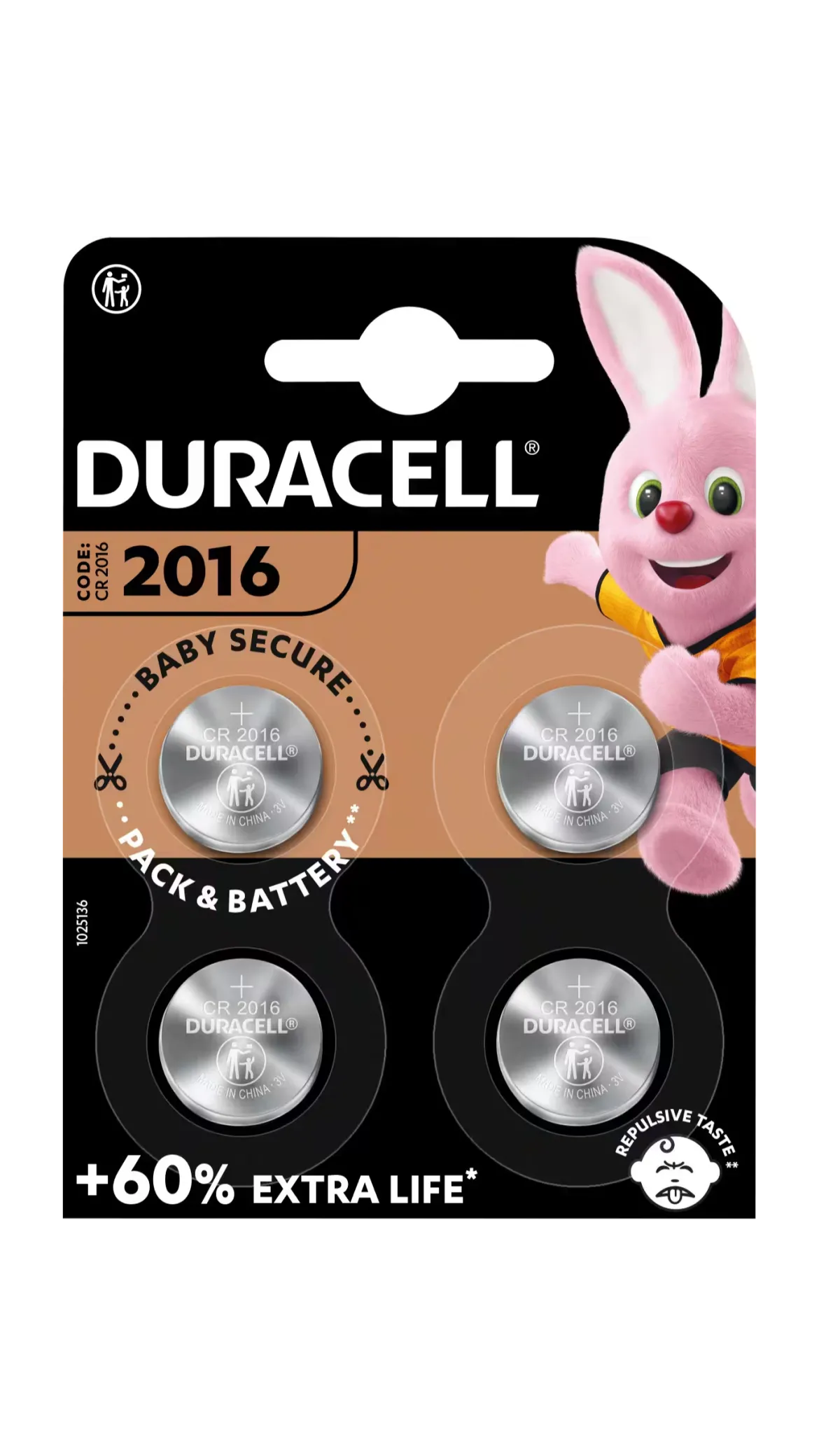 Duracell CR2016 lithium-knapcellebatterier, 4-pak