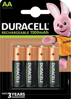 Duracell Genopladelige AA-batterier - 1300mAh - 4 stk