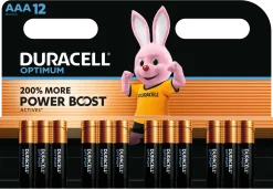 Duracell Optimum AAA-batterier - 12 stk