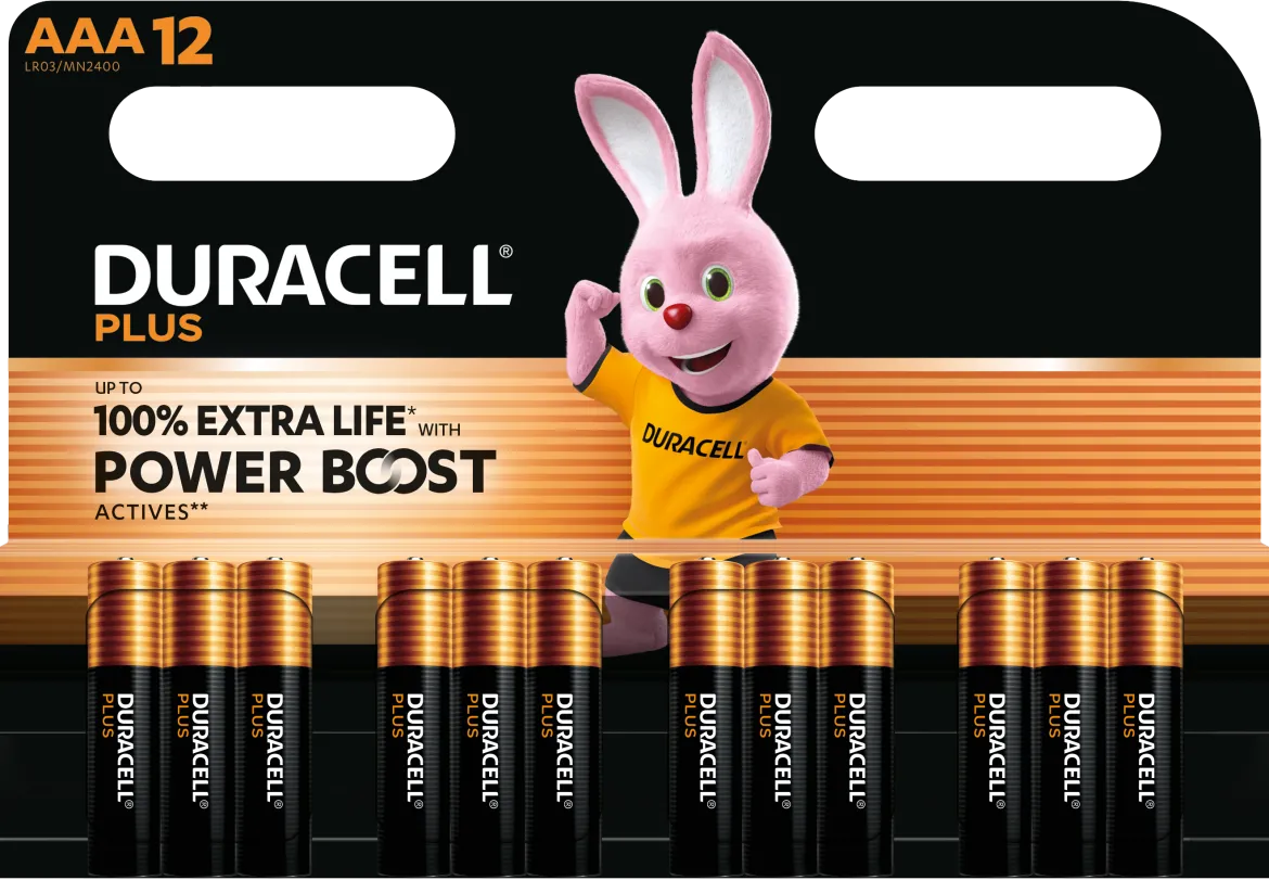Duracell Plus Boost AAA-batterier - 12 stk