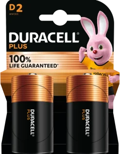 Duracell Plus D-batterier - 2 stk