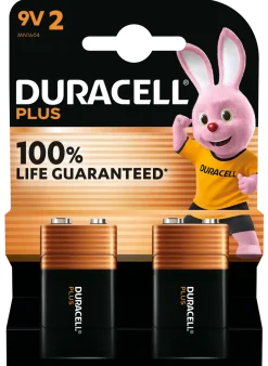 Duracell Plus 9V-batterier - 2 stk