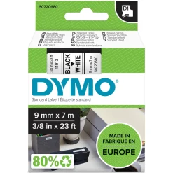 Dymo D1-mærketape 9 mm - Hvid