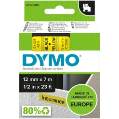 Dymo D1-mærket tape 12 mm - Gul