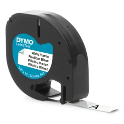Dymo Letratag Mærketape af plastik 12 mm - Hvid