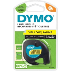 Dymo Letratag Mærketape af plastik 12 mm - Gul
