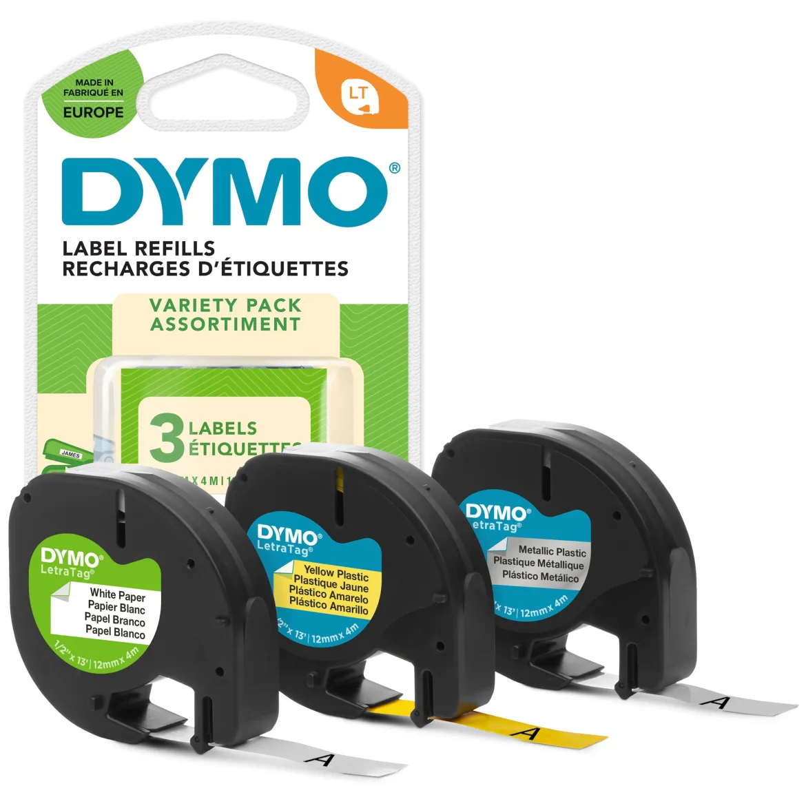 Dymo Letratag Mærketape 3-pakning