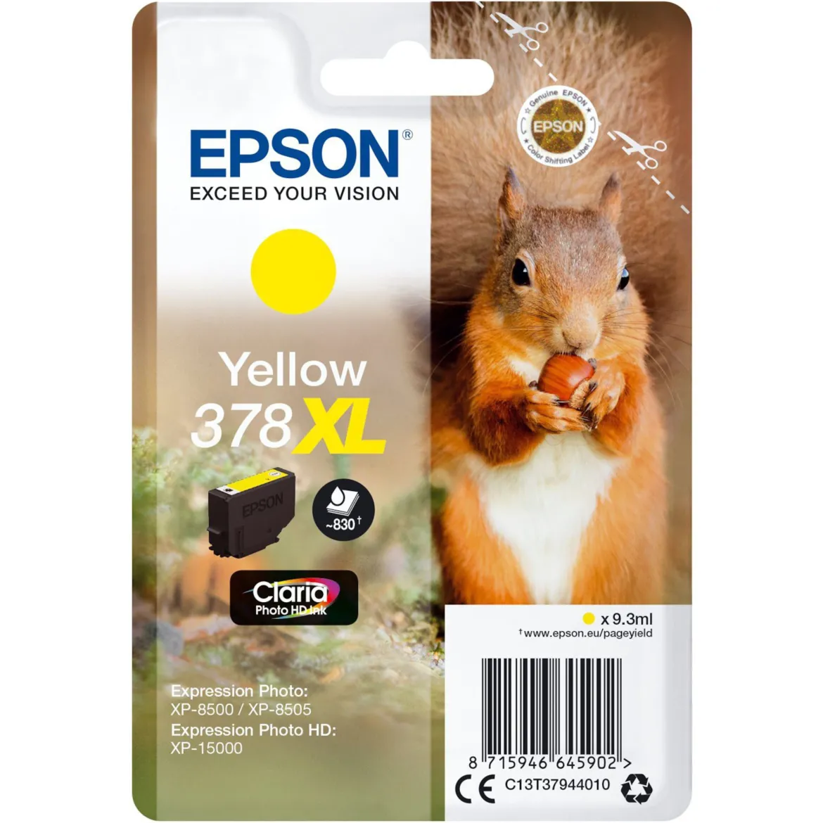 Epson T378 XL Blækpatron Gul