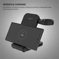 Fixed 3-i-1 Trådløs Opladningsstation til Garmin - Sort