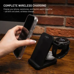 Fixed 3-i-1 Trådløs Opladningsstation til Garmin - Sort