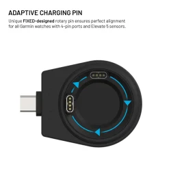 Fixed 3-i-1 Trådløs Opladningsstation til Garmin - Sort