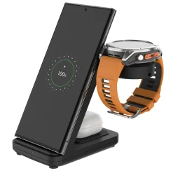 Fixed 3-i-1 Trådløs Opladningsstation til Garmin - Sort