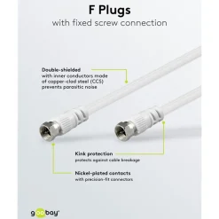 F-kabel Hvid - 5 m