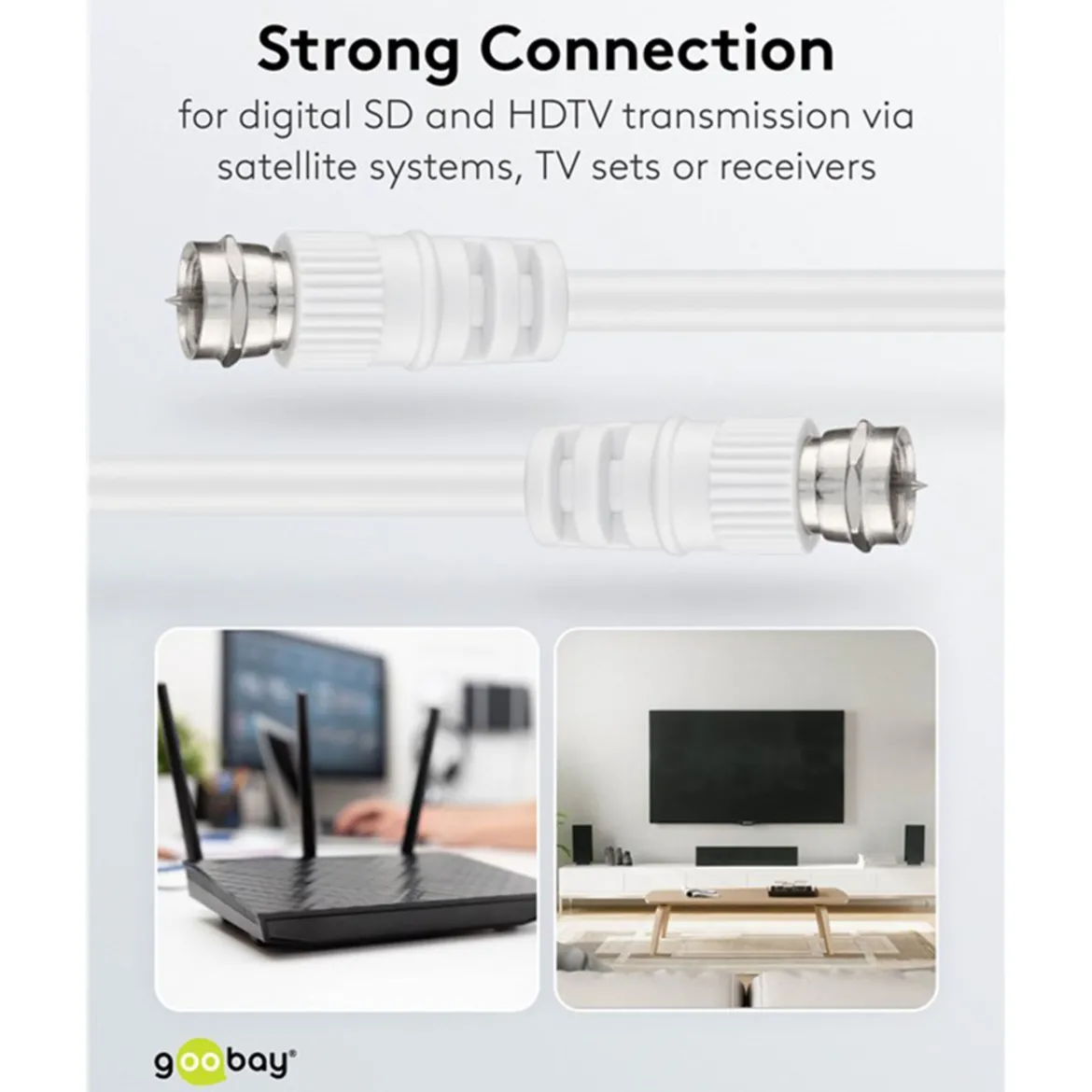 F-kabel Hvid - 15 m